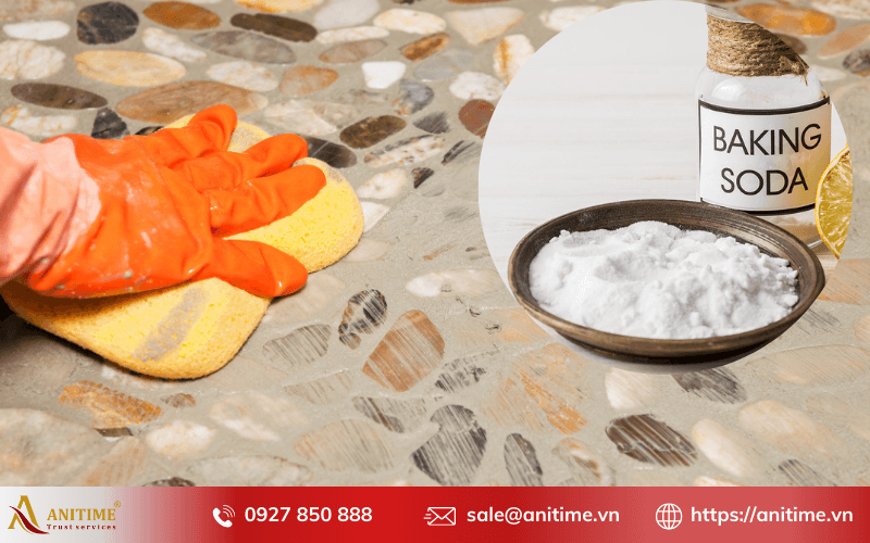 Sử dụng baking soda để làm sạch xi măng trên nền gạch