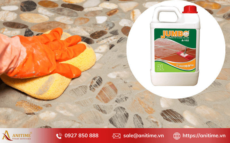 Cách tẩy xi măng trên nền gạch bằng nước tẩy Jumbo A102