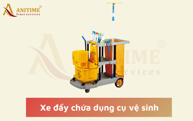 Xe đẩy chứa dụng cụ vệ sinh
