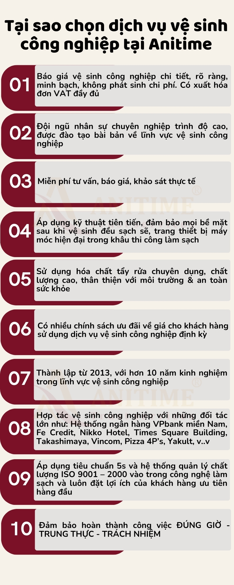 tại sao chọn dịch vụ vệ sinh công nghiệp ANITIME