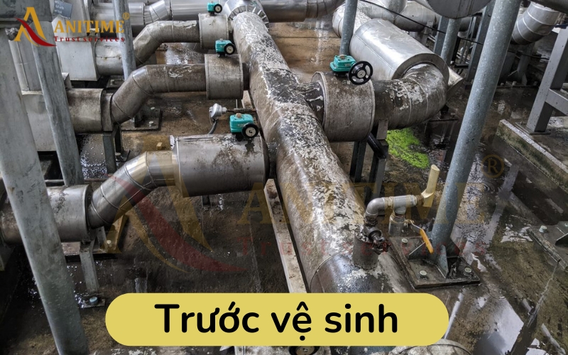 trước vệ sinh hệ thống dẫn nước nhà máy Yakult